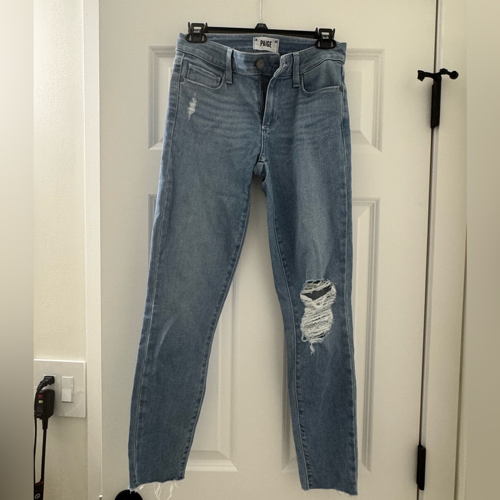 Skinny High-Rise Distressed Women's Jeans - Light Blue